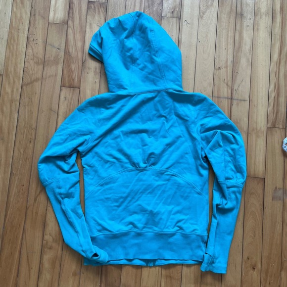 Lululemon Athletica Teal Scuba Zip Up Hoodie Jacket Thumbholes Women Size 4 - Picture 4 of 11